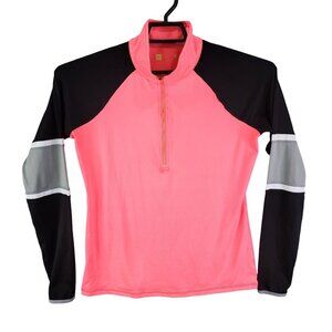 Womens Xersion Pullover Top Shirt Slim Fit 1/2 Zip Pink Black Gray Long Sleeve M